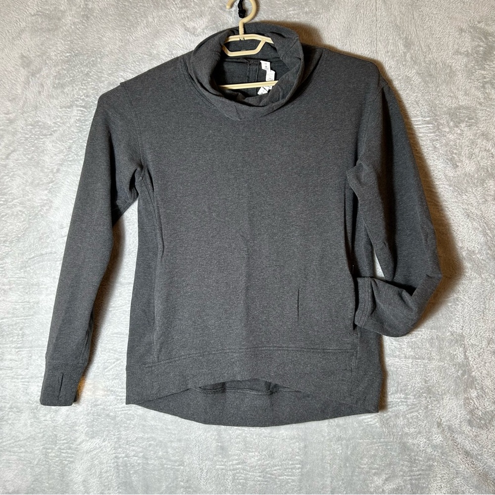 Lululemon On The Double Pullover Sweatshirt Womens‎ 10 Gray Athletic Cowl Neck